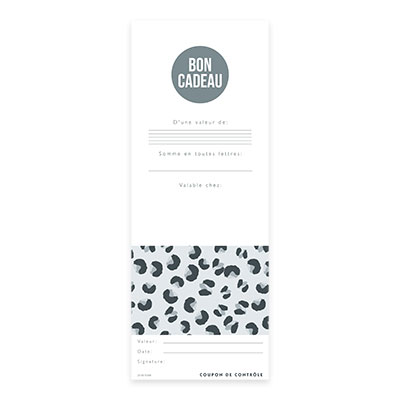 Bon cadeau graphique léopard noir & camel 12x12cm avec enveloppe – paquet de 12 - Bons cadeaux-1