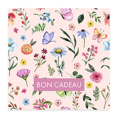 Bon cadeau fleurs et papillons aquarelle 12x12cm avec enveloppe – paquet de 12 - Bons cadeaux