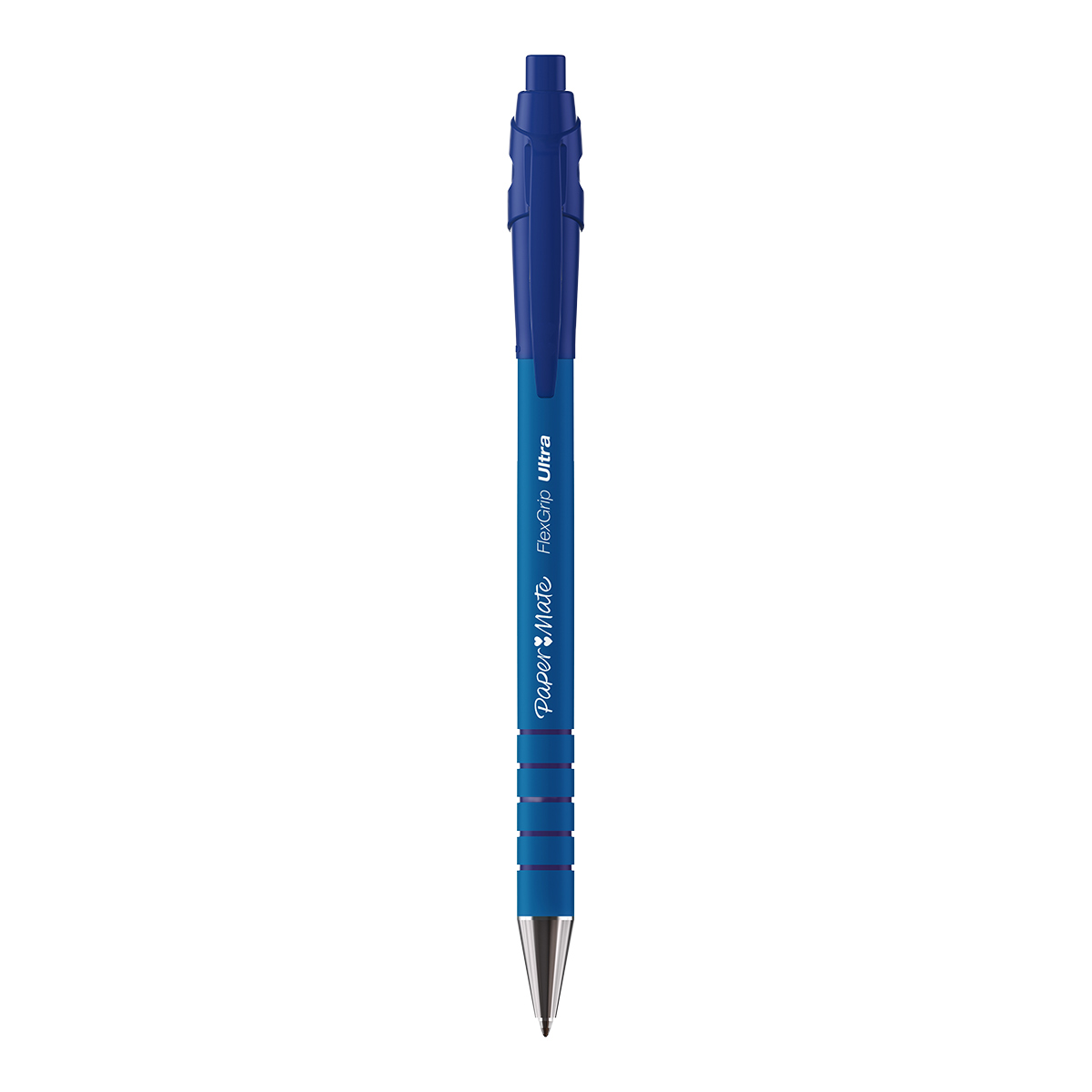 Stylo bille Papermate Flexgrip Ultra Bleu rétractable pointe moyenne 1 mm - Pack de 12 - Stylos billes-1
