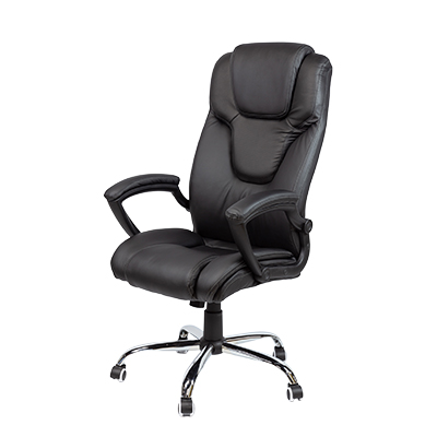 Fauteuil de bureau CHICAGO basculant centré, haut dossier, appui-tête, base métal chromé - Sièges de bureaux-2