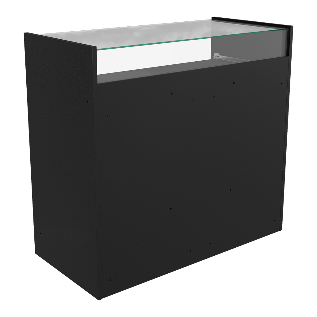 Comptoir vitrine noir 3 tablettes + 1 séparation 109,5 x 53 x H 102,5 cm - Comptoirs Boutique