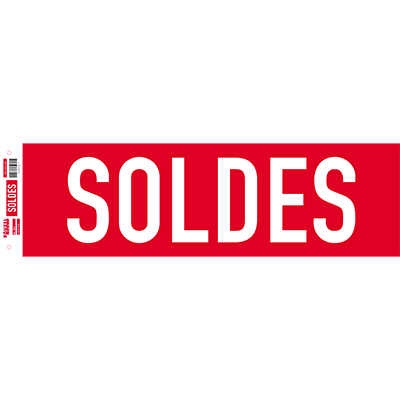 Affiche Soldes horizontale rouge / blanc 84 x 25 cm - Affiche Soldes magasin - Affiches Soldes