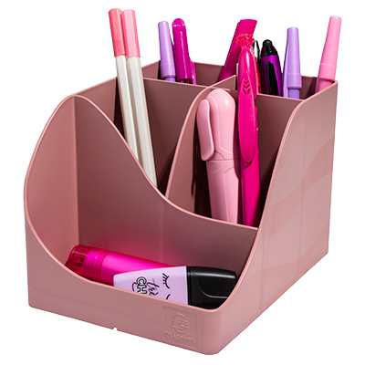 Pot à crayons Pen-Wave Skandi vieux rose 16 × 12 × 11 cm - 5 compartiments - Pots à crayons-4