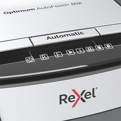 Destructeur de documents Rexel Optimum AutoFeed+ 50X coupe croisée DIN P4 50 feuilles 20L - Destructeurs de documents-2