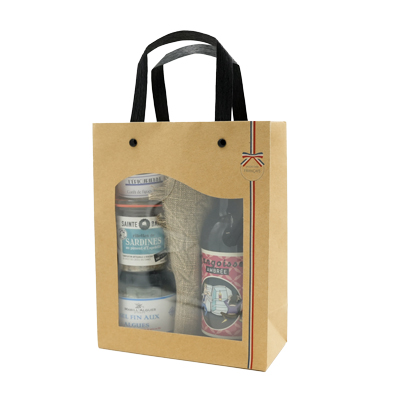 Sac kraft brun à fenêtre, Savoir-faire français – L 18 x P 8,5 x H 23 cm – Paquet de 10 - Sacs kraft à fenêtre-1