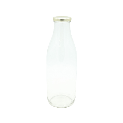 Bouteille en verre 1L avec couvercle or ø48/71mm – Paquet de 6 - Bouteilles et pots cylindriques