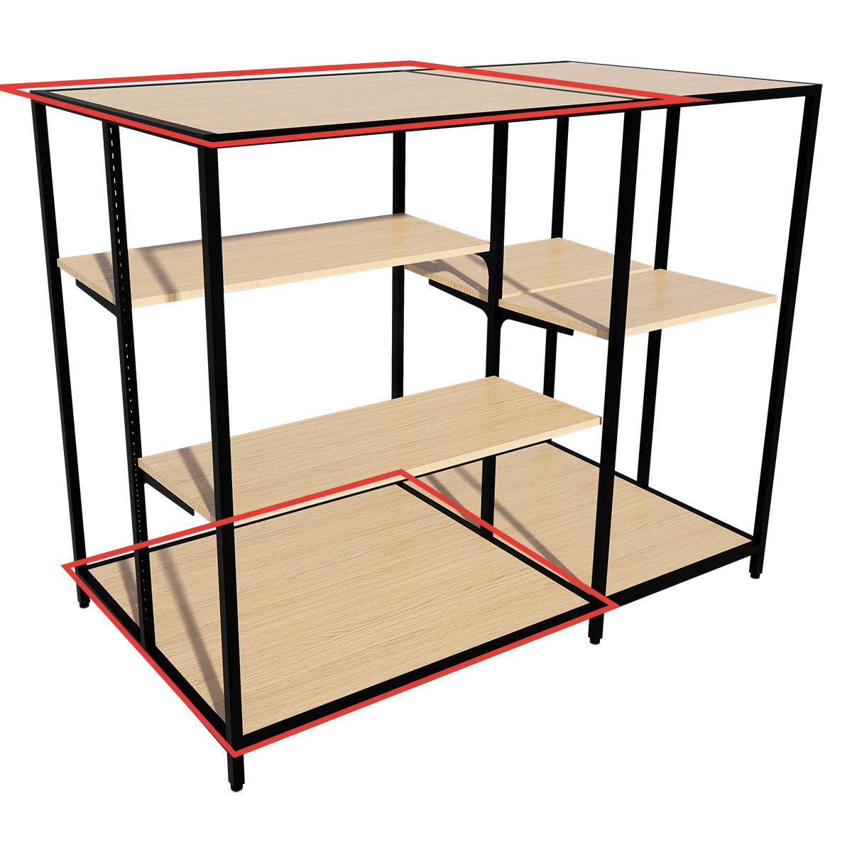 Plateau chêne Vicenza 97,5 x 84,7 cm pour gondole centrale Square 100 - Tablettes Bois Mélaminé-1