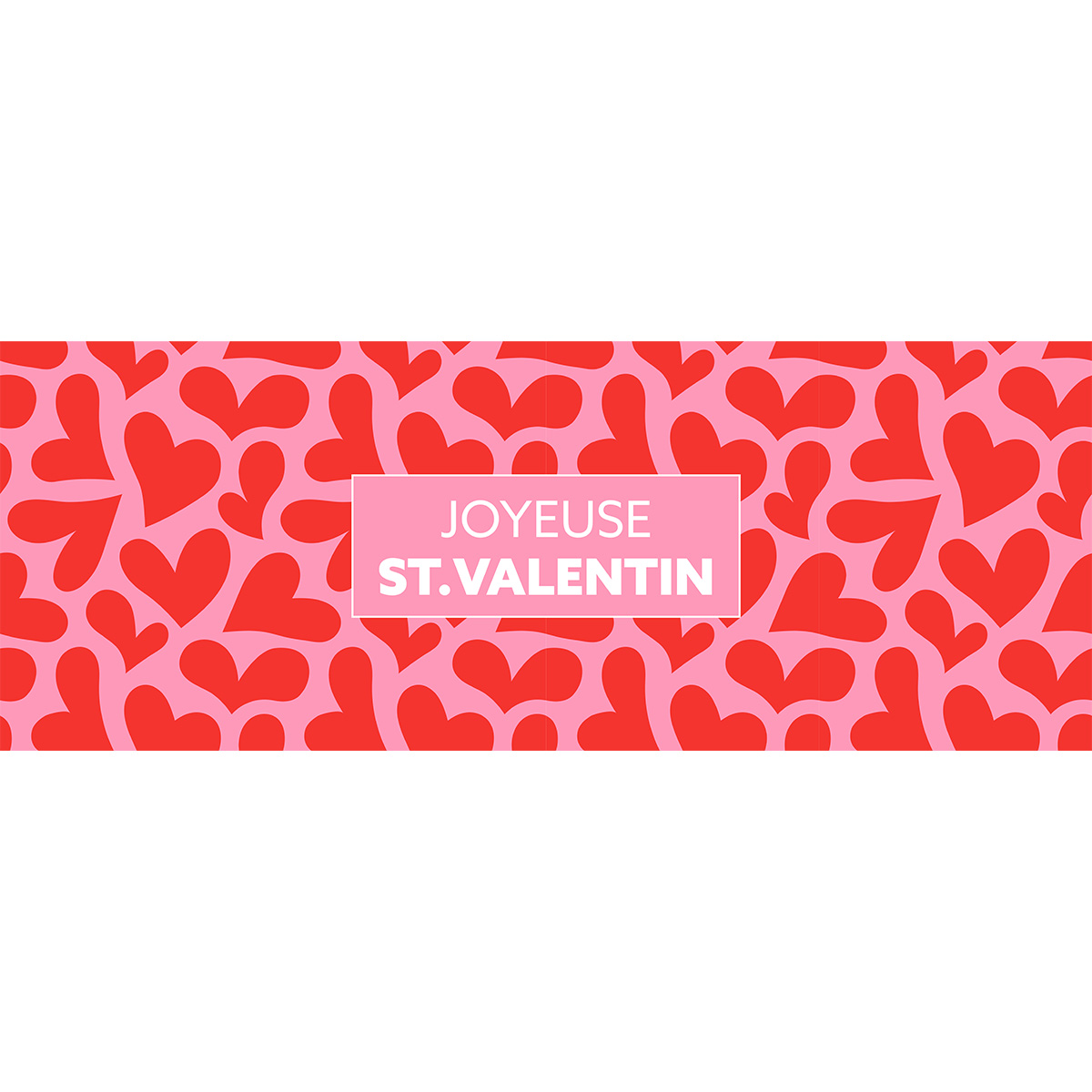 Affiche Saint Valentin Rose/Rouge/Coeurs 84 x 30 cm - Affiches St Valentin