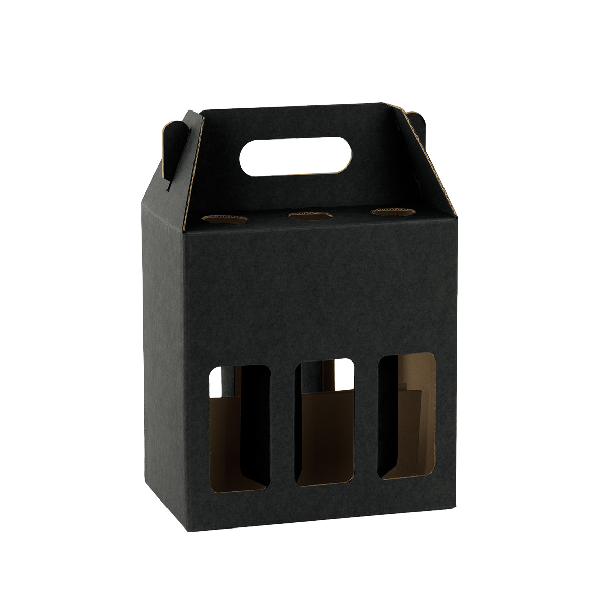 Étuis bouteille bière noir à fenêtre poignée 19x13x21cm – 6 bouteilles – Paquet de 30 - Mètres de bières, Emballages pour bouteilles de bières