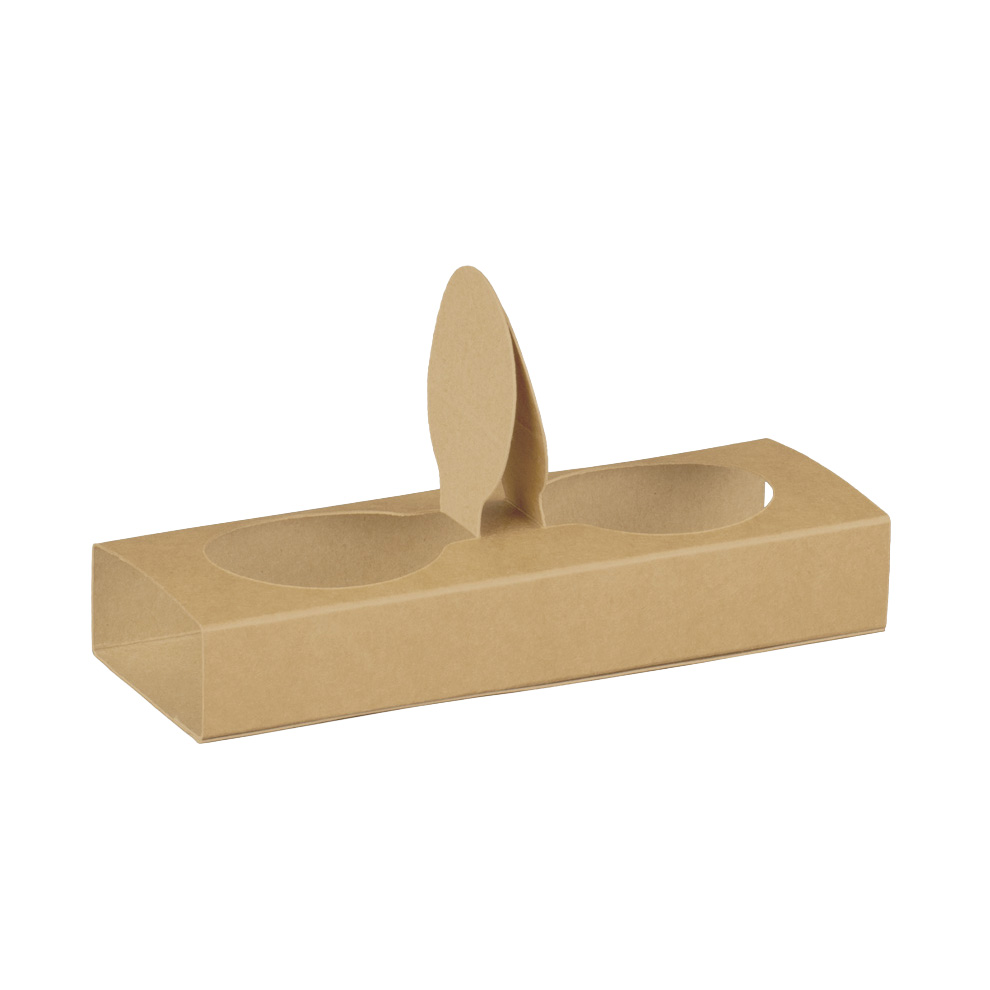 Porte-gobelets carton 2 expressos poignée kraft brun – Lot de 200 - Gobelets