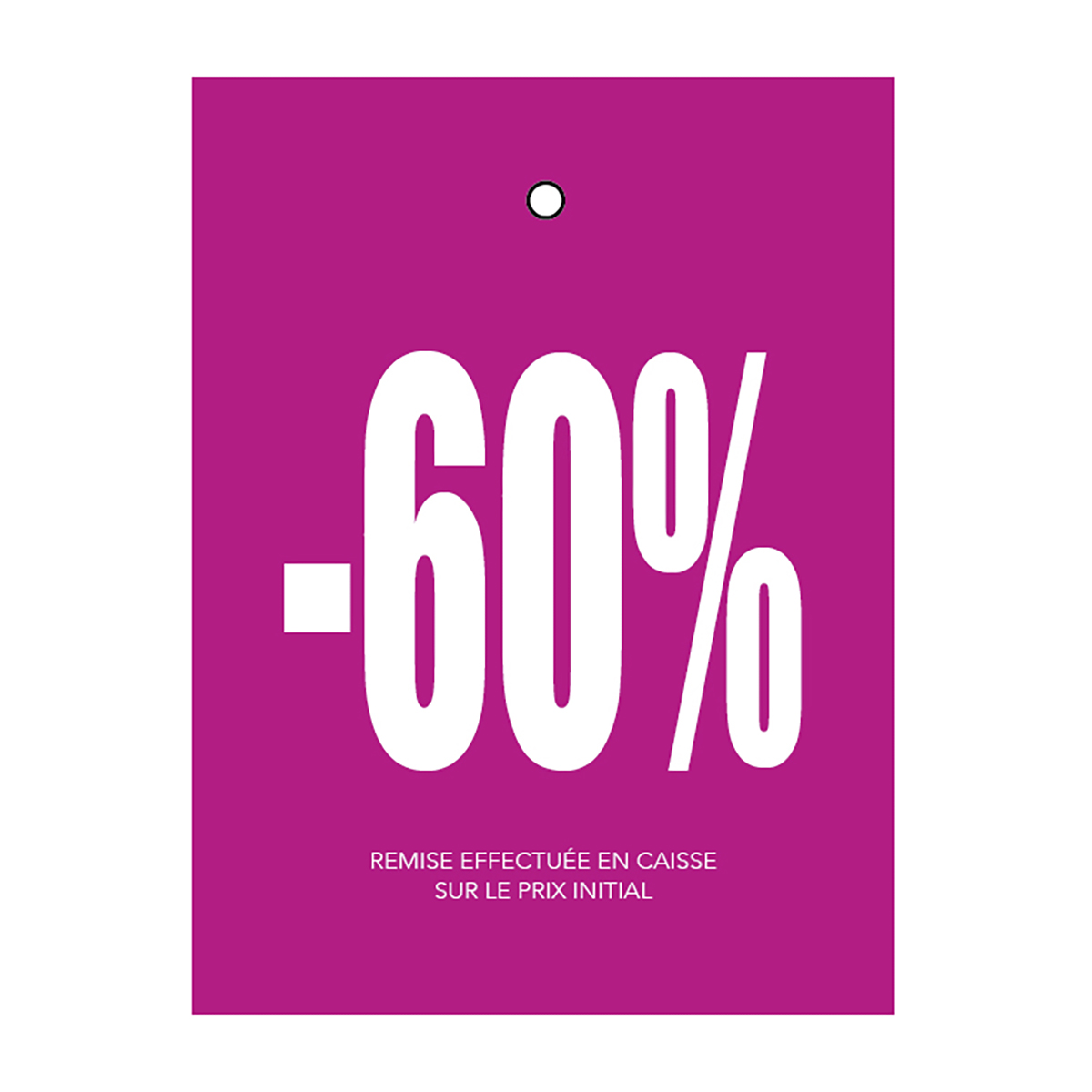 Etiquette à trou -40% bleu/blanc 50x70mm carton 200g - Lot de 250 - Etiquette Soldes - Étiquettes Soldes