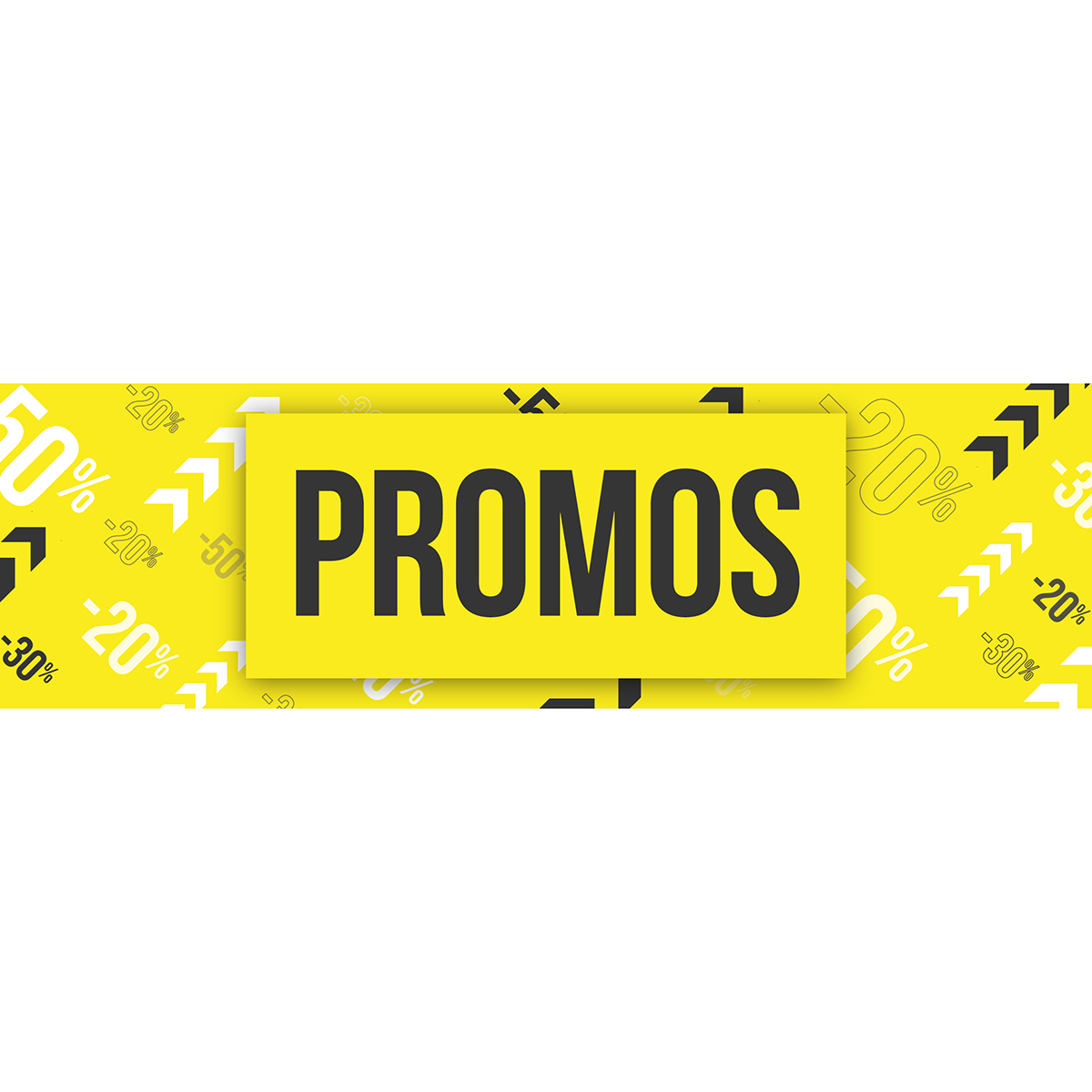 Affiche PROMOS 80 x 25 cm jaune/blanc/noir papier ½ mat 170 g/m² - Affiches Soldes
