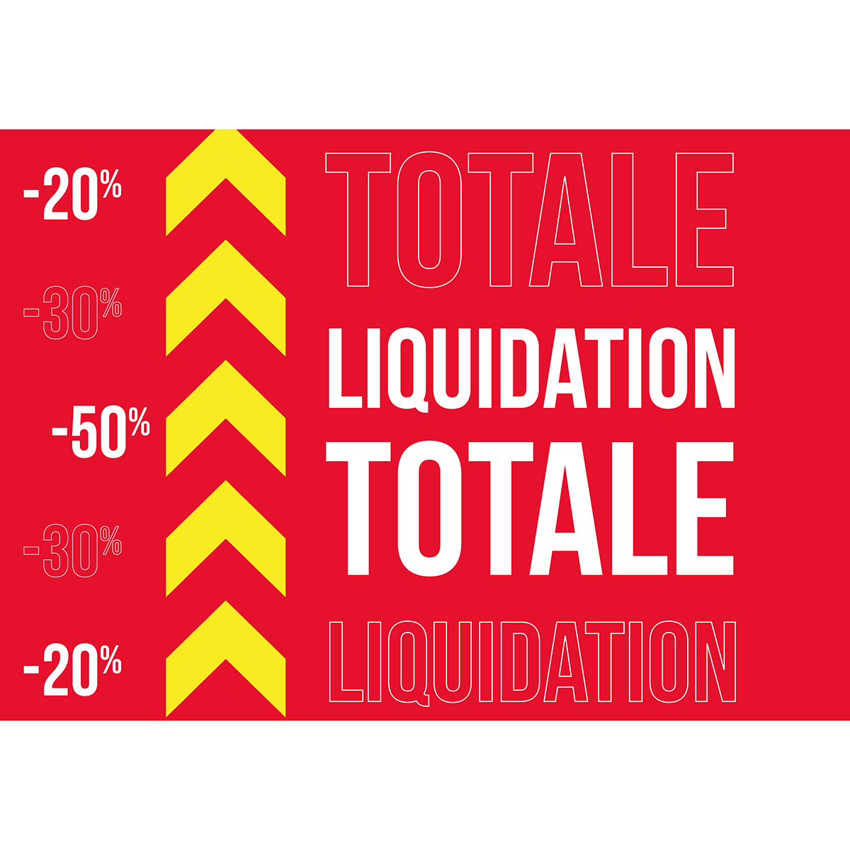 Affiche LIQUIDATION TOTALE pour vitrine rouge/jaune 115 x 80 cm – papier couché ½ mat 190 g/m² - Affiches Destockage / Liquidation
