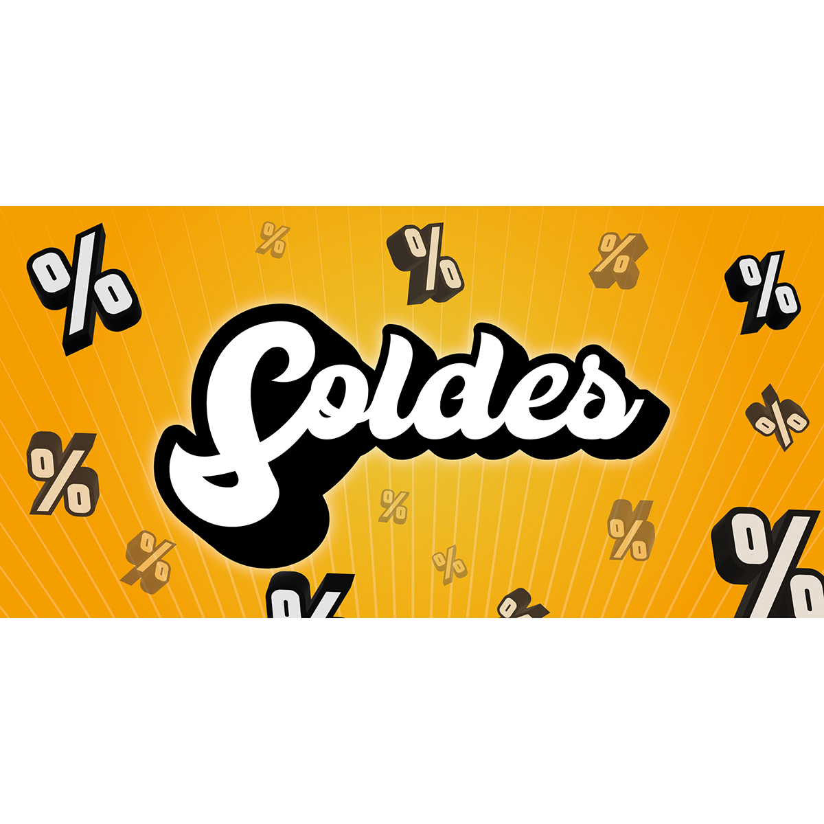 Affiche SOLDES pop 80 x 40 cm papier ½ mat 170g - pour vitrines et corners de soldes mode - Affiches Soldes