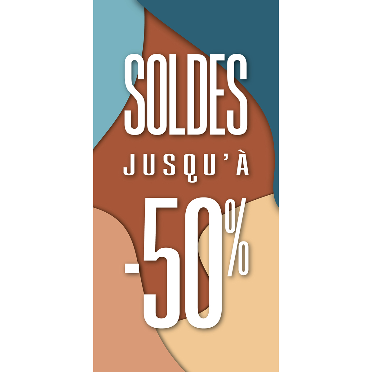 Affiche SOLDES nature organique 40 x 80 cm papier ½ mat 170g - pour vitrines et corners mode - Affiches Soldes