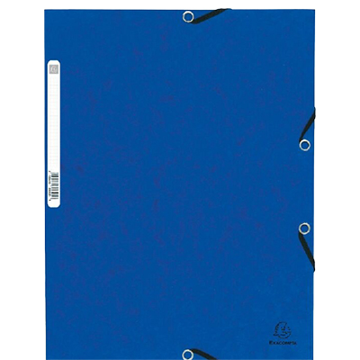 Chemise à élastiques 3 rabats cartonnée 24x32cm, bleu - Chemises