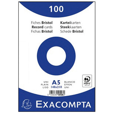 Fiches bristol A5 blanche Exacompta - Paquet de 100 - Fiches Bristol-1