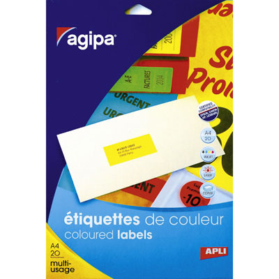 Étiquette adhésive blanche 190 x 38 mm, paquet de 140 - Étiquettes adhésives neutres