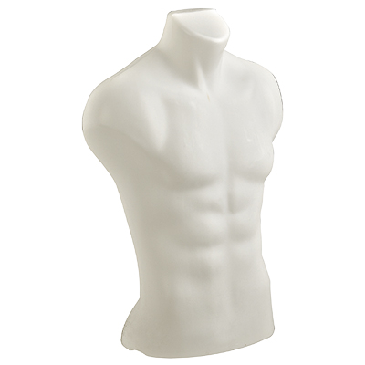 Buste homme plastique H 60 cm - Torse homme - Blanc - Bustiers et fessiers