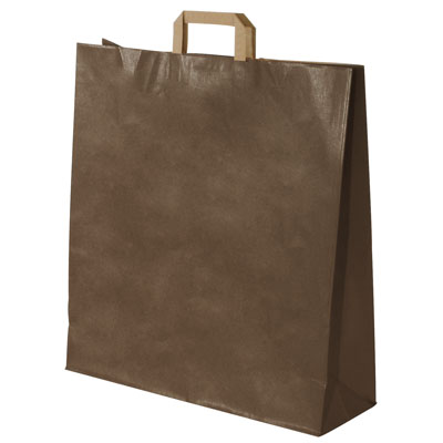 Sacs cabas kraft  - Sacs kraft couleur poignées plates