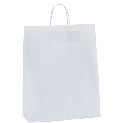 Sac kraft blanc à poignées torsadées 32+12x41cm 100g/m² (x250) - Sacs kraft blanc poignées torsadées