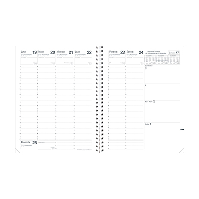 Agenda semainier 2026 Quo Vadis président S impala spiralé - noir - 21x27cm - 1 semaine sur 2 pages - Agendas-Répertoires-1