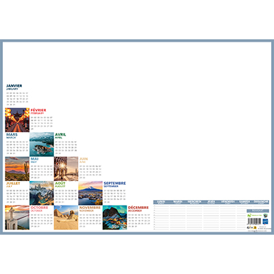 Sous-main à feuillets perpétuel mosaïque 38,5 x 54 cm - 25 feuillets détachables - grille perpétuelle - Ergonomie bureautique 