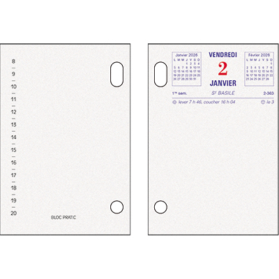 Bloc de bureau éphéméride 2026, Bloc-pratic Exacompta Forever® date à droite - Calendriers professionnels