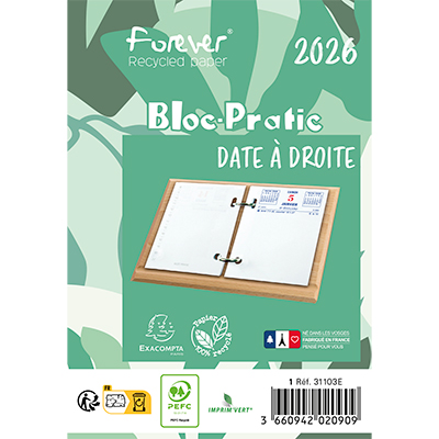 Bloc de bureau éphéméride 2026, Bloc-pratic Exacompta Forever® date à droite - Calendriers professionnels-1