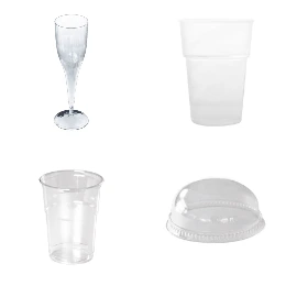 Gobelets plastique, Flûtes plastique, Verres à pied plastique